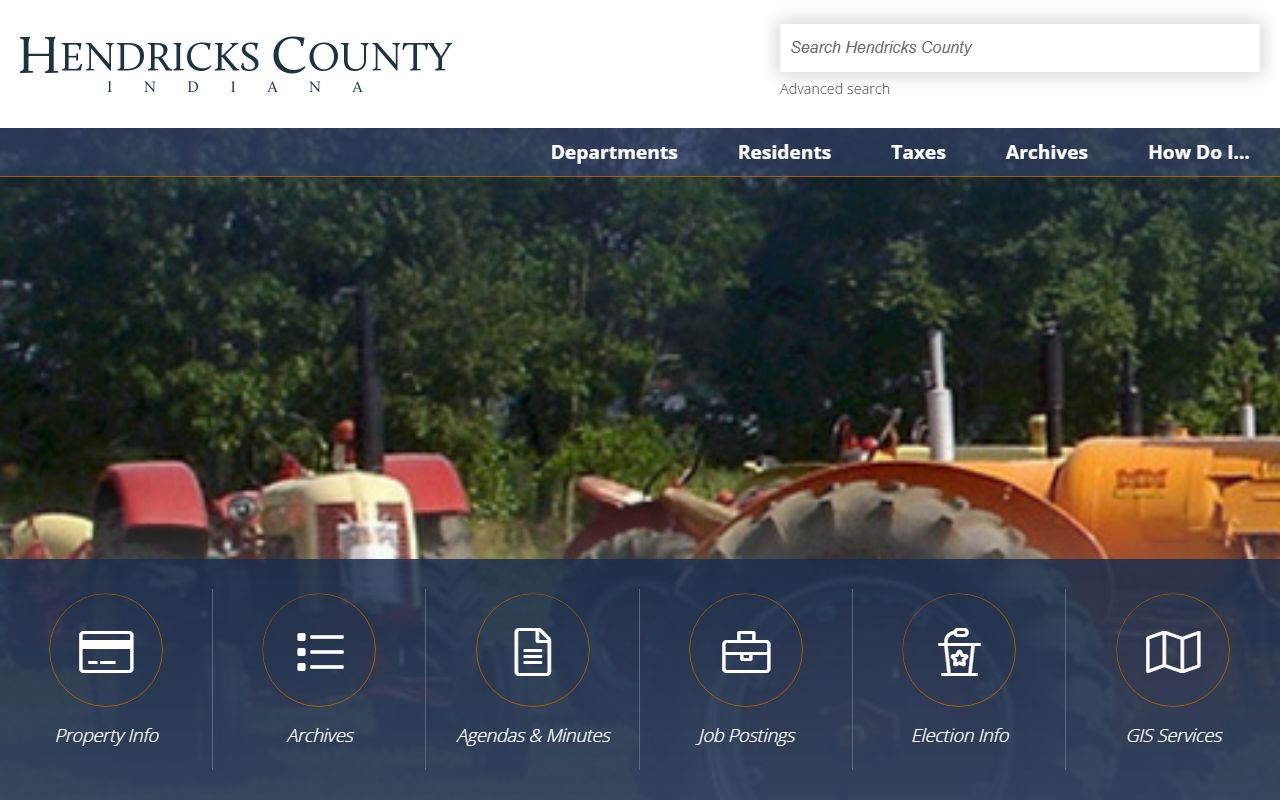 Hendricks County government website showing vital records services for Brownsburg
