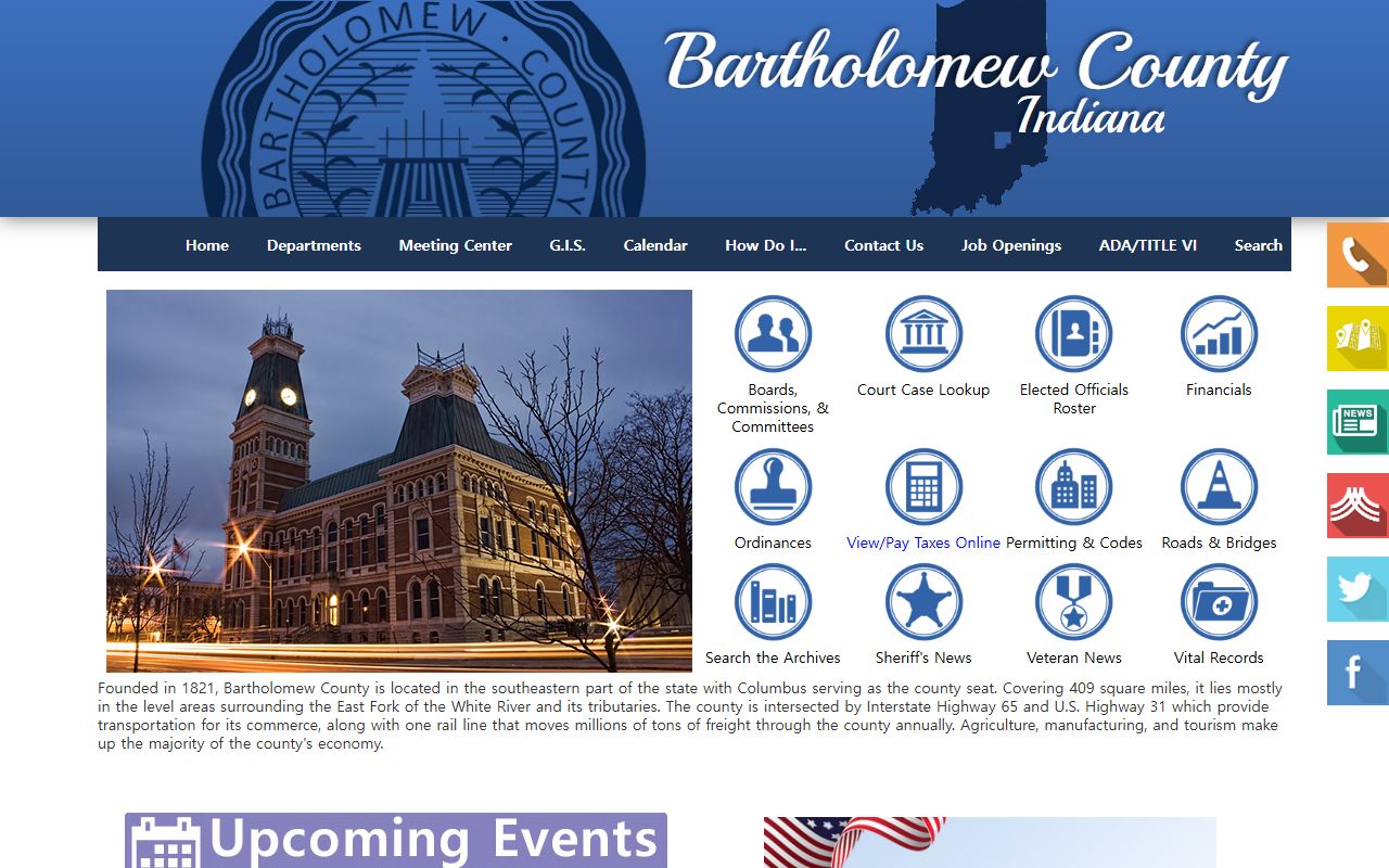 Bartholomew County Health Department page for Columbus death records