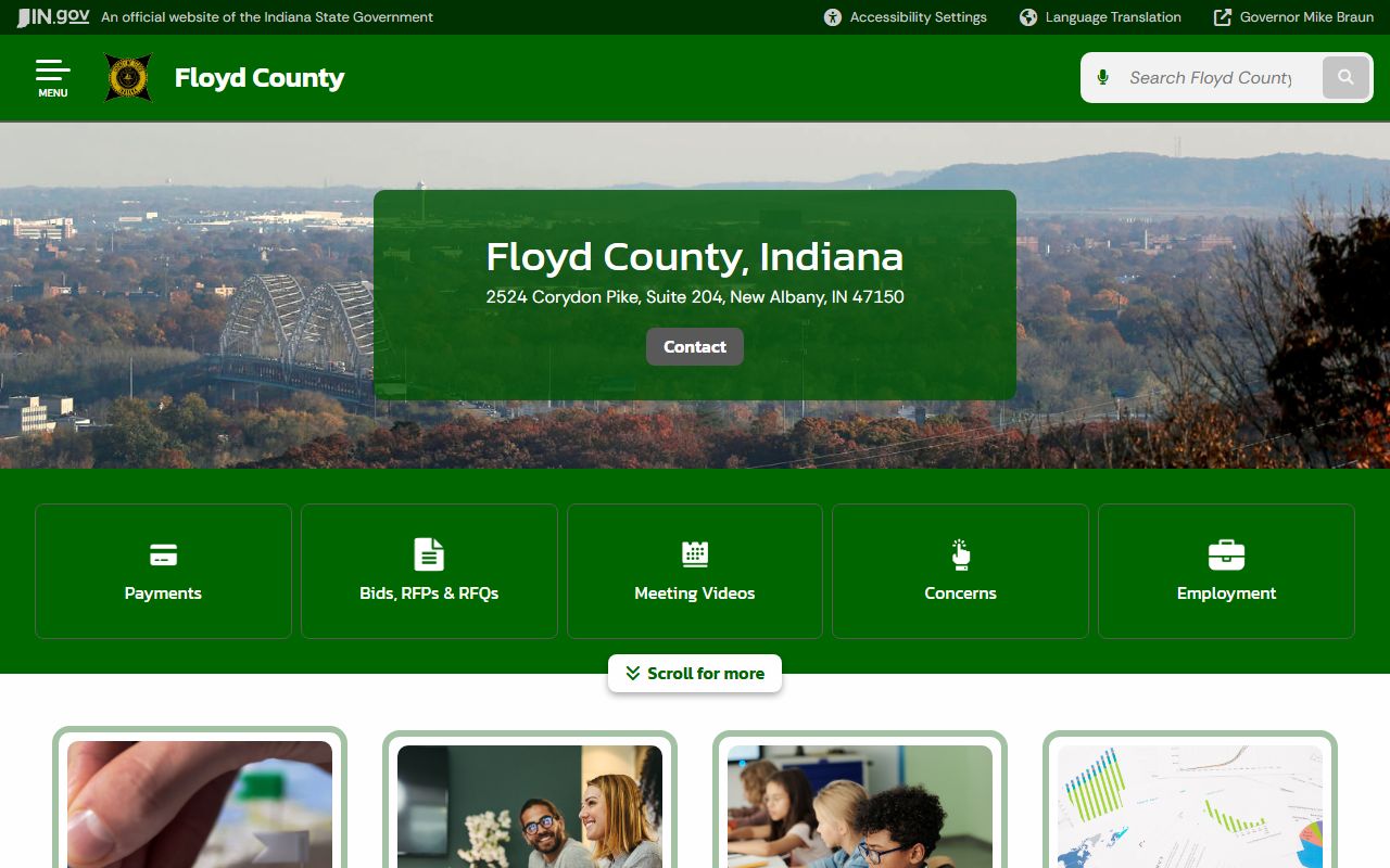 Floyd County government website with information on New Albany death records