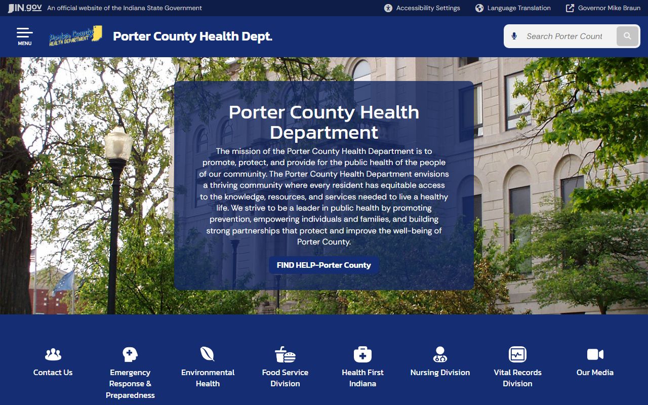 Porter County Health Department vital records page for Valparaiso death certificates