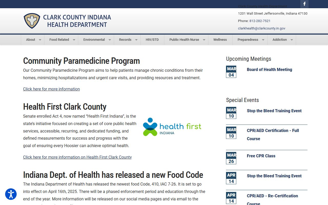 Clark County Health Department website for death certificate requests