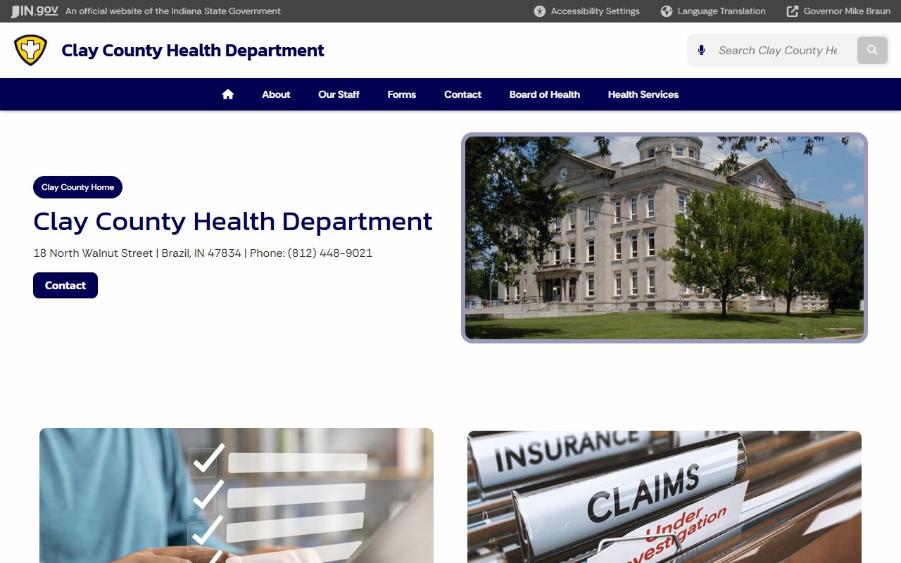 Clay County Health Department page for vital records and death certificates