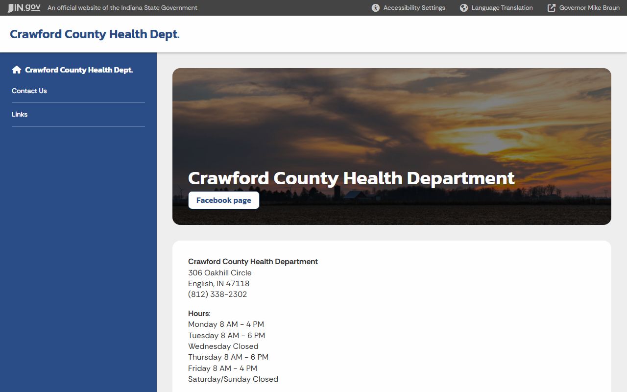 Crawford County Health Department page for death records