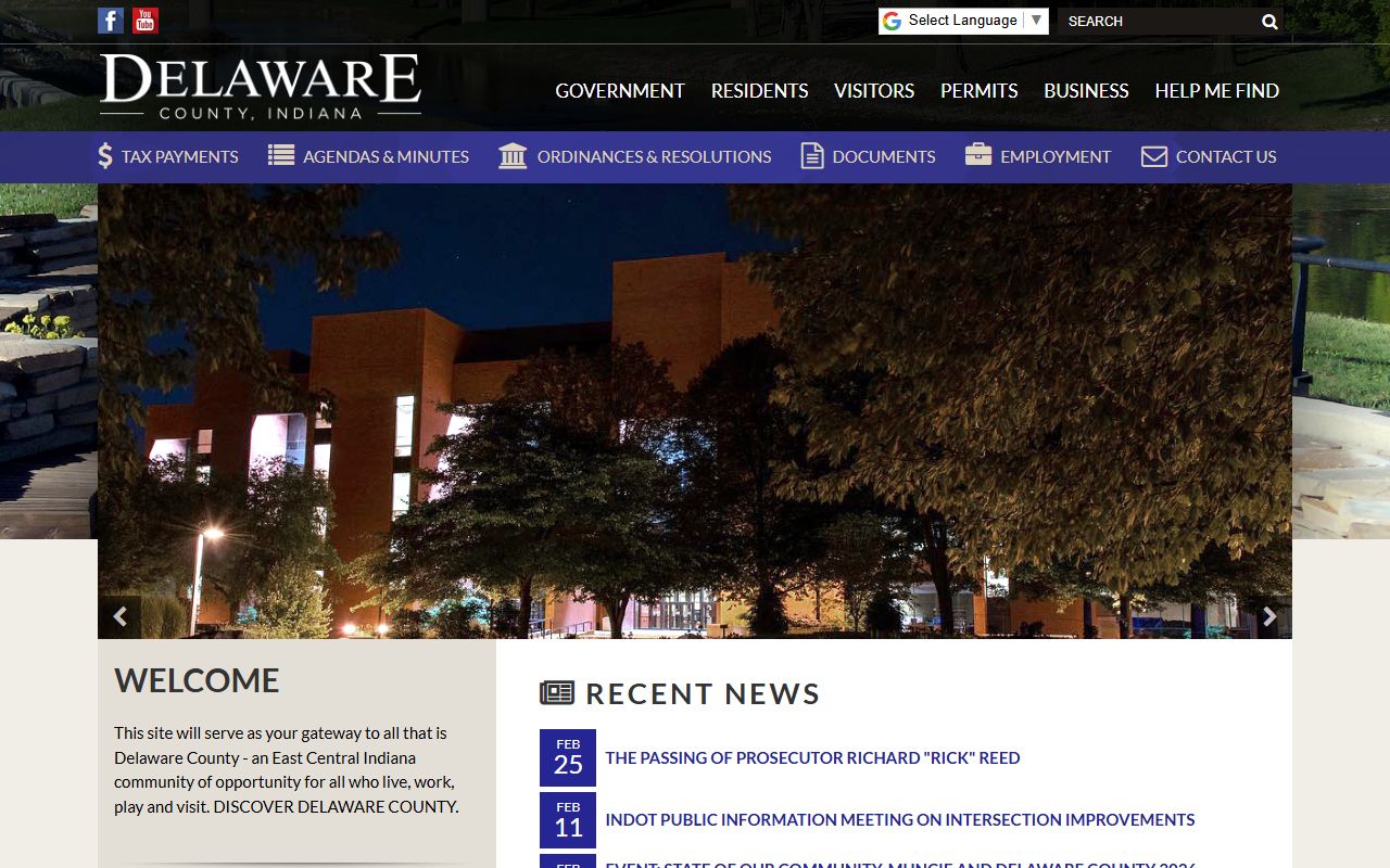 Delaware County website for vital records and death certificates