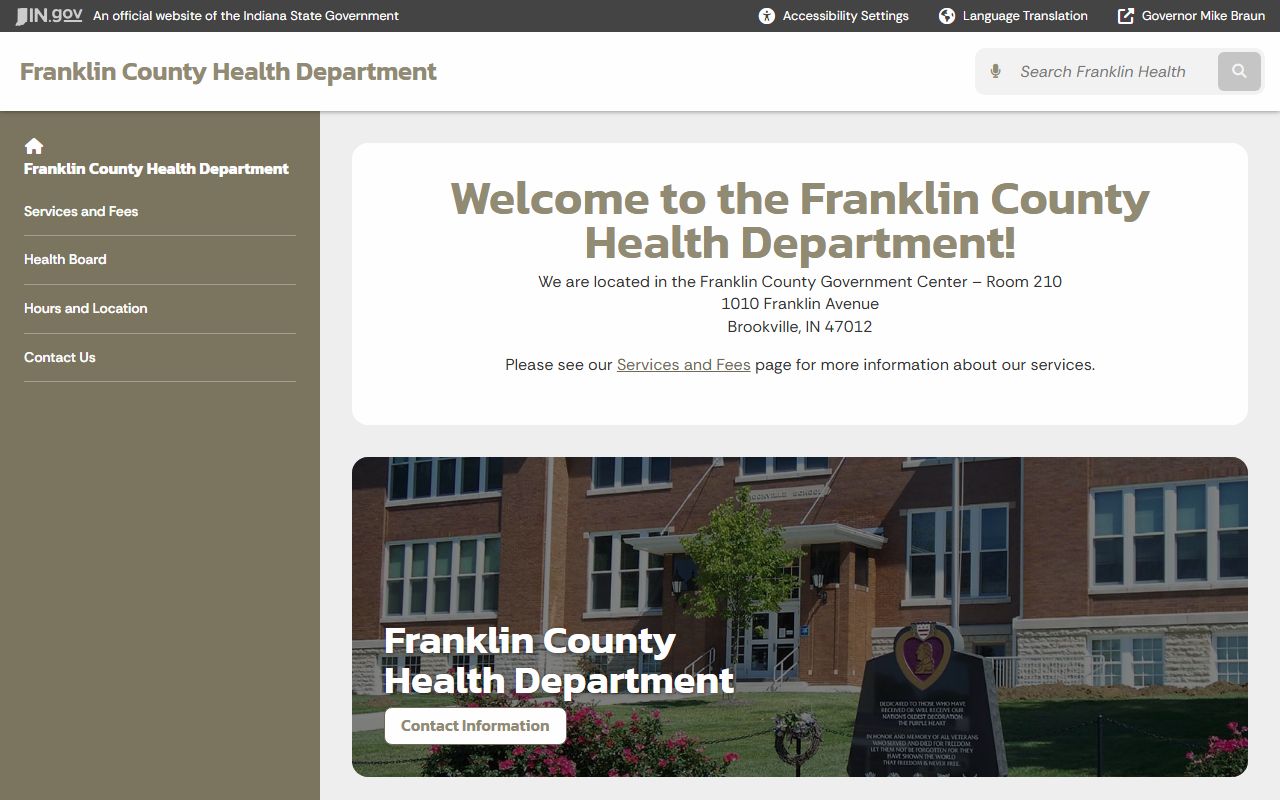 Franklin County health department page for death records