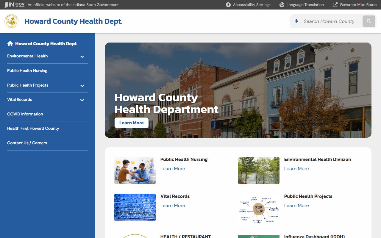Howard County Health Department vital records page for death certificates