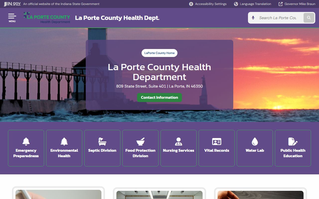 LaPorte County Health Department vital records page for death certificates