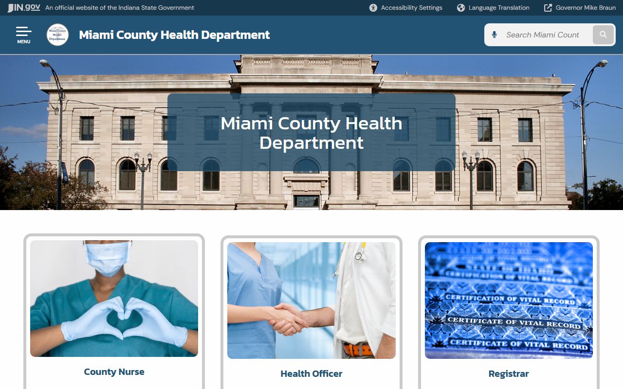Miami County Health Department page for death record services