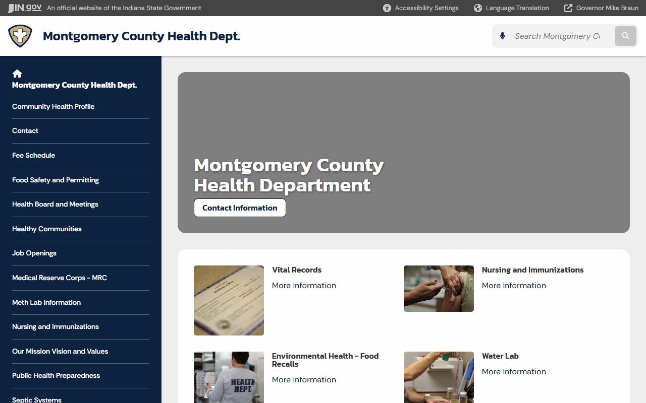 Montgomery County Health Department page for vital records and death certificate requests