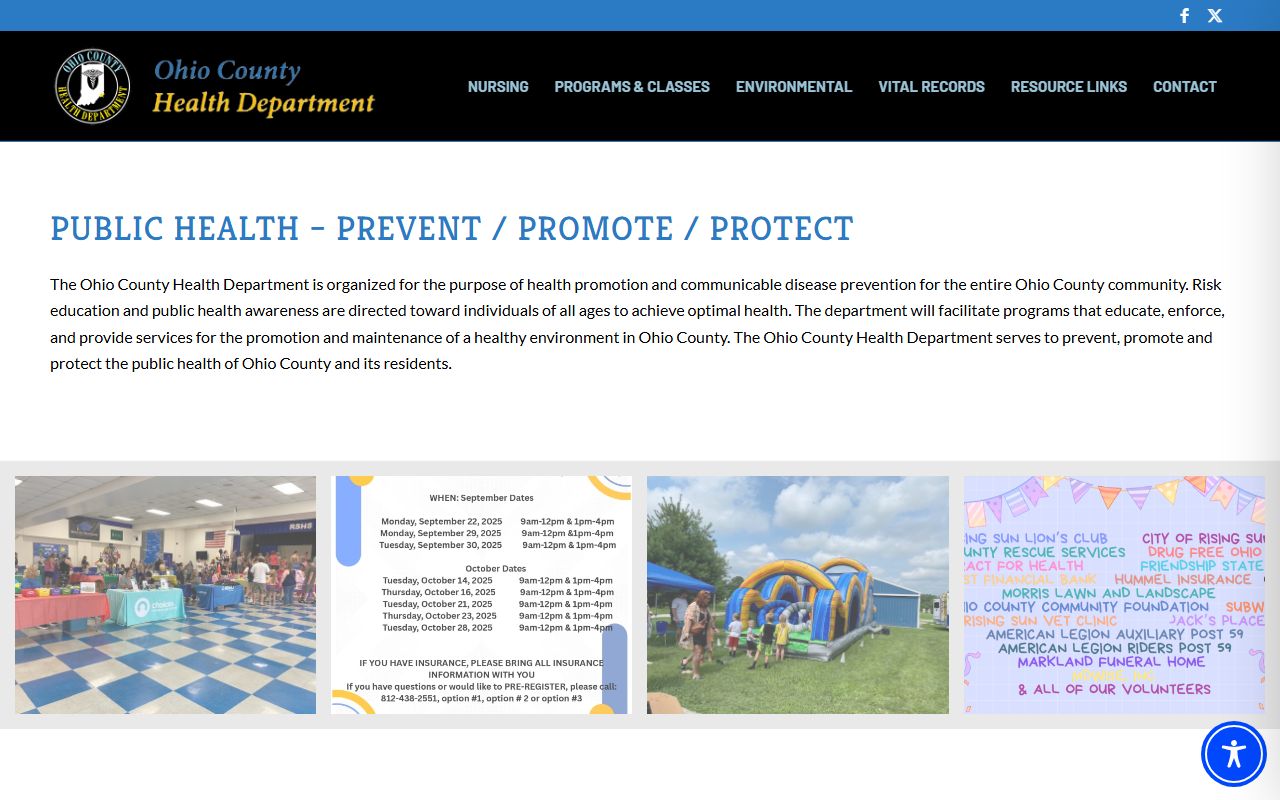Ohio County Health Department vital records page for death certificates
