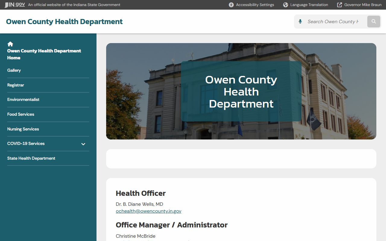 Owen County Health Department page for death records