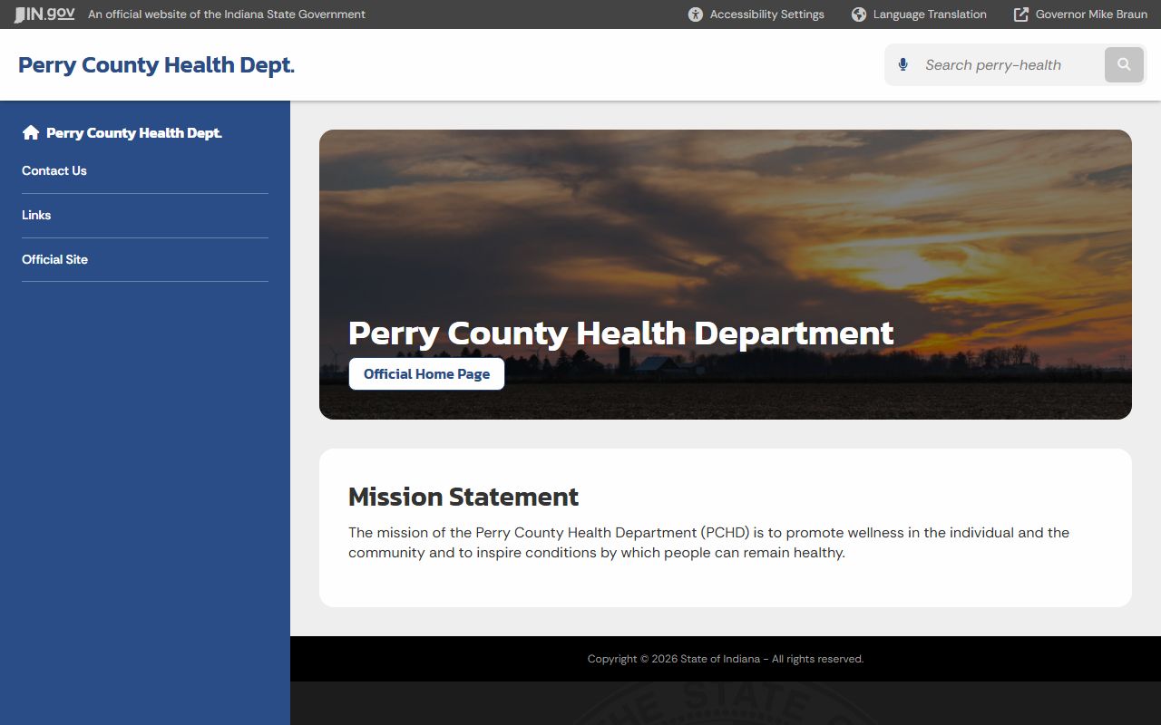 Perry County Health Department page for death certificate services