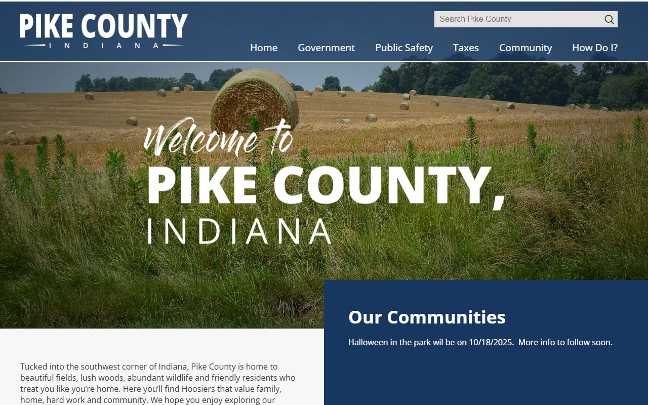 Pike County government website showing health department services for death records