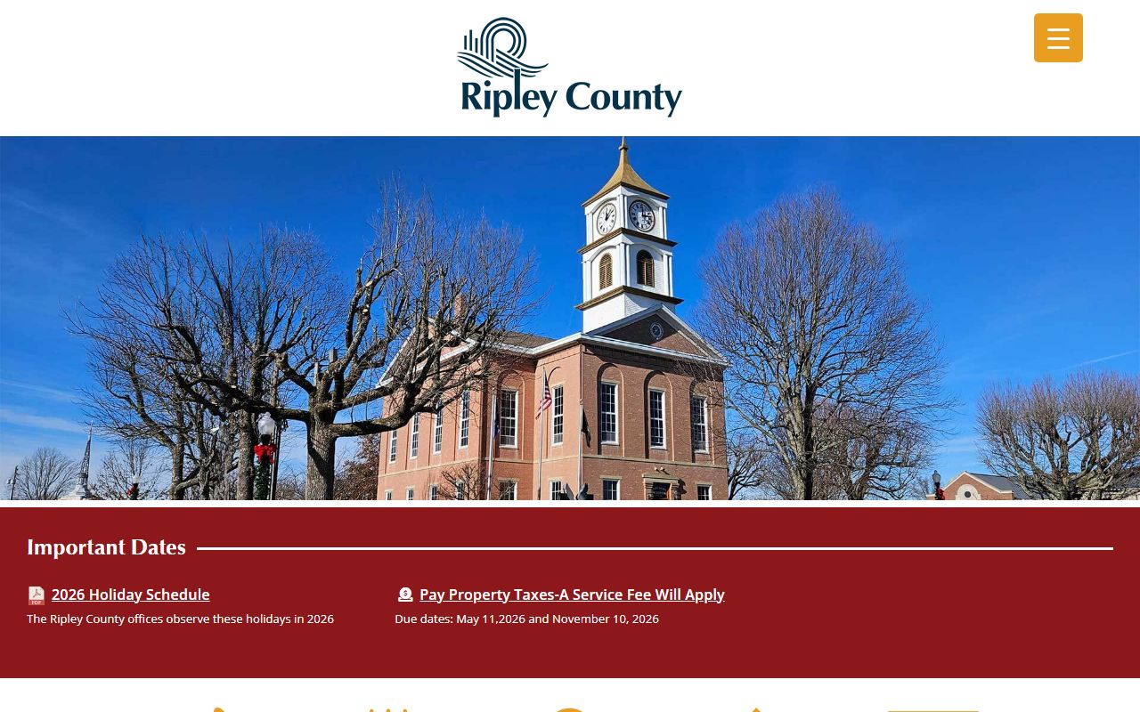 Ripley County government website with health department and death records information
