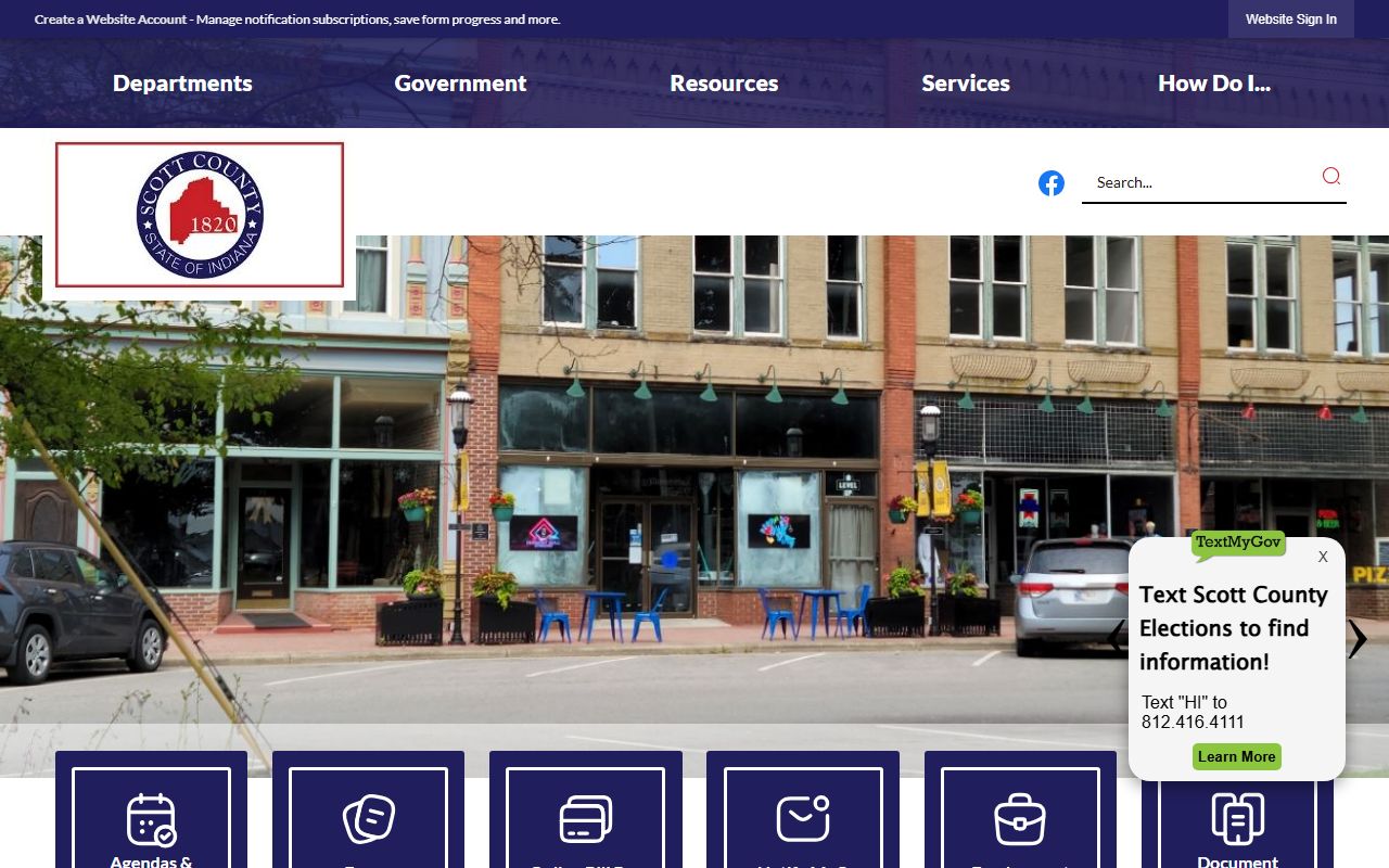 Scott County government website showing health department services for death records