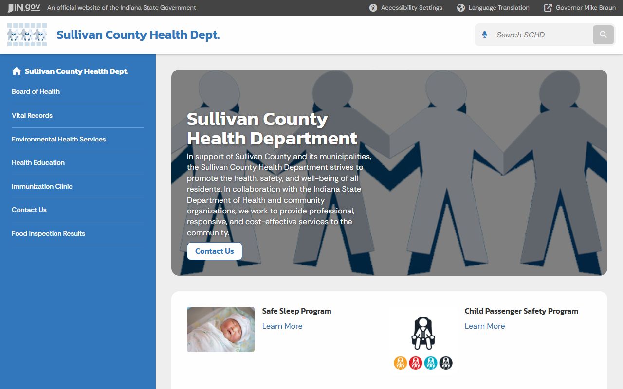 Sullivan County Health Department resource page for death records