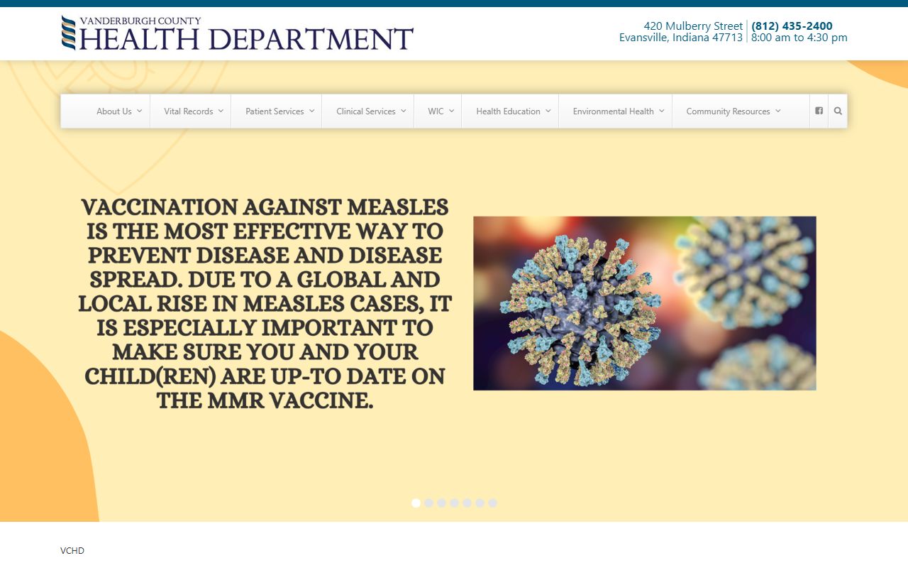 Vanderburgh County Health Department website for Evansville death records