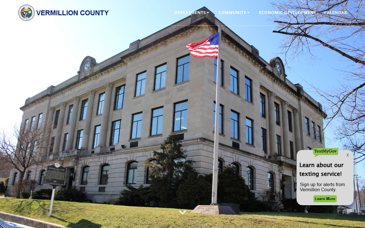 Vermillion County government website showing health department contact information for death records