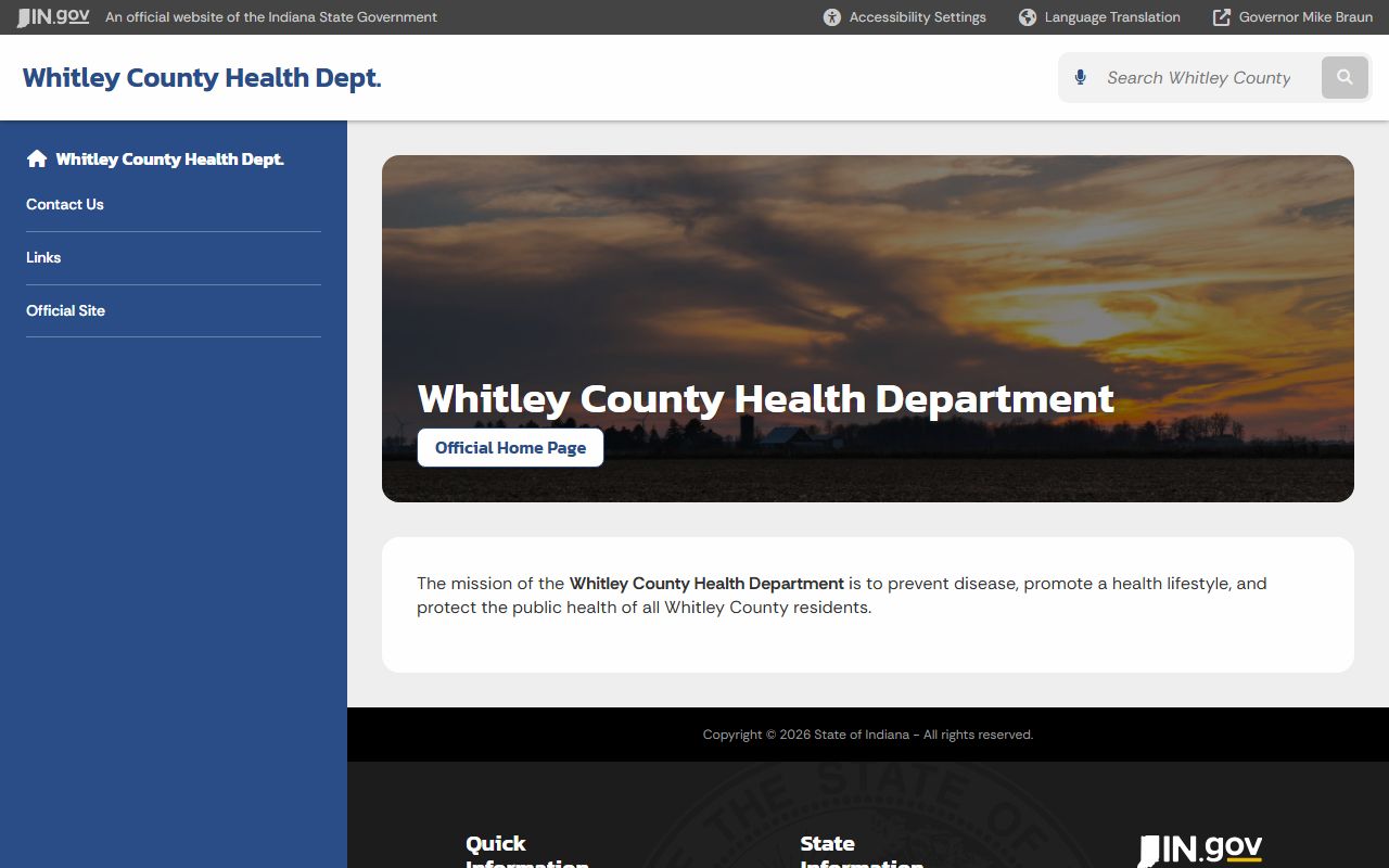 Whitley County Health Department page for death records